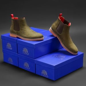 MEN CASUAL CHELSEA BOOTS COMFORT SLIP ON The Beatle Olive